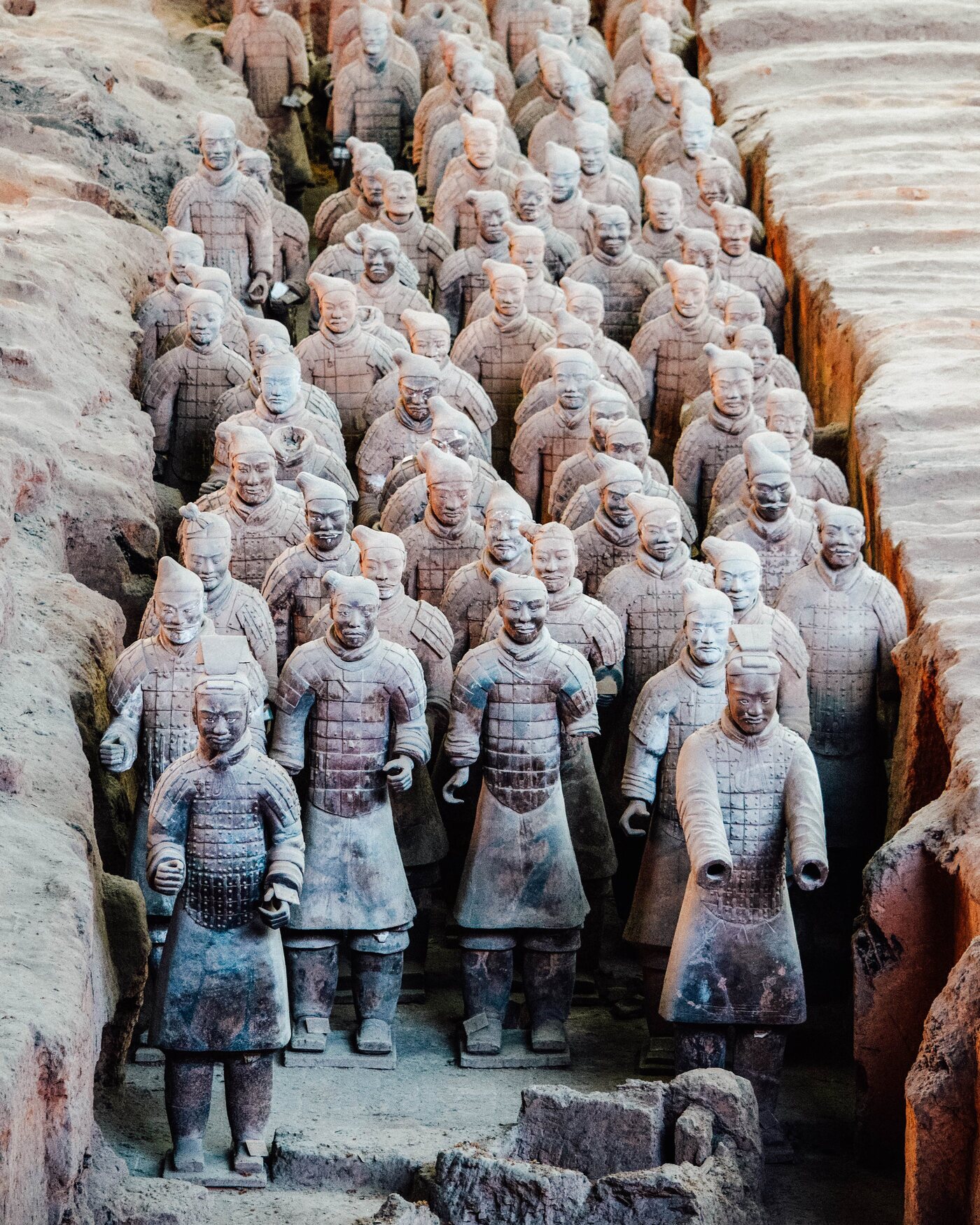 Rows of ancient Terracotta Warriors in Xi’an
